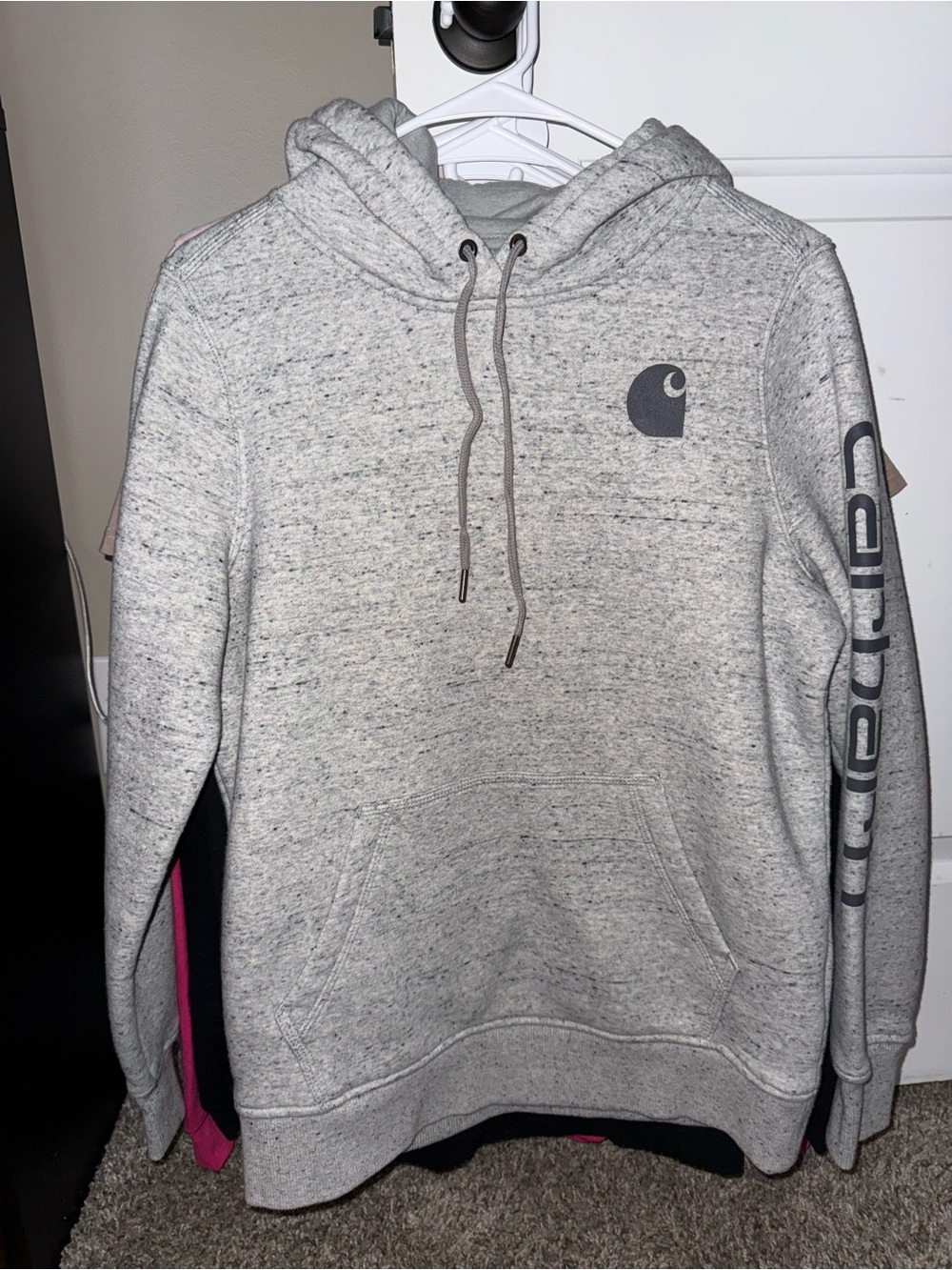 Carhartt Light Heather Gray Crewneck Logo Hoodie